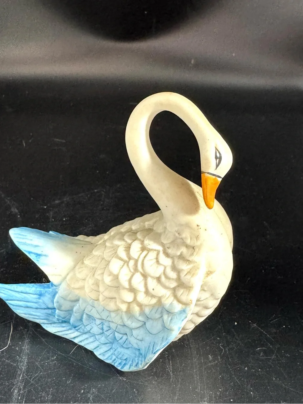 Vintage White and Blue Swan Bird Figurine